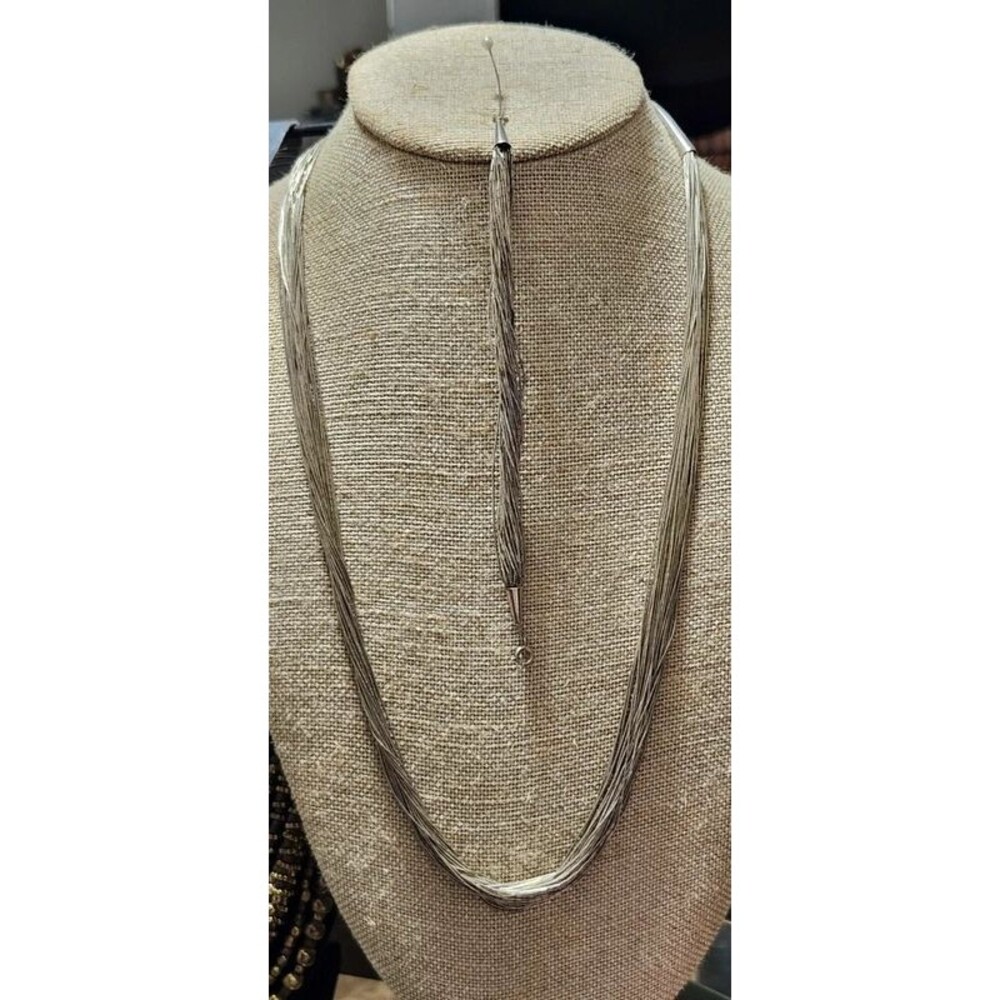 Liquid 925 Silver Statement Necklace and Bracelet